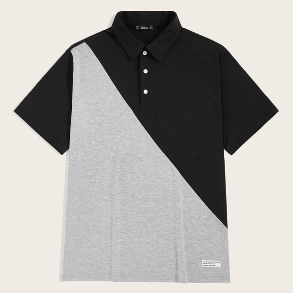 

Men Heather Grey Panel Two Tone Polo Shirt