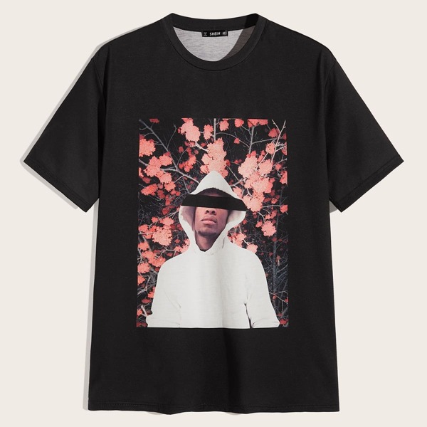 

Men Figure Print Tee, Black