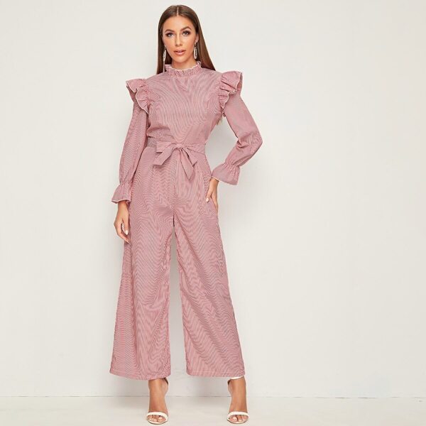 

Knot Front Stripe Wide Leg Jumpsuit