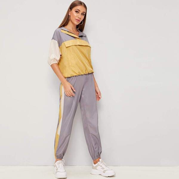 

Colorblock Drop Shoulder Anorak Jacket & Sweatpants