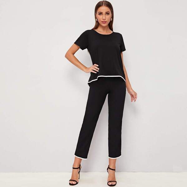 

Contrast Binding Tee & Pants