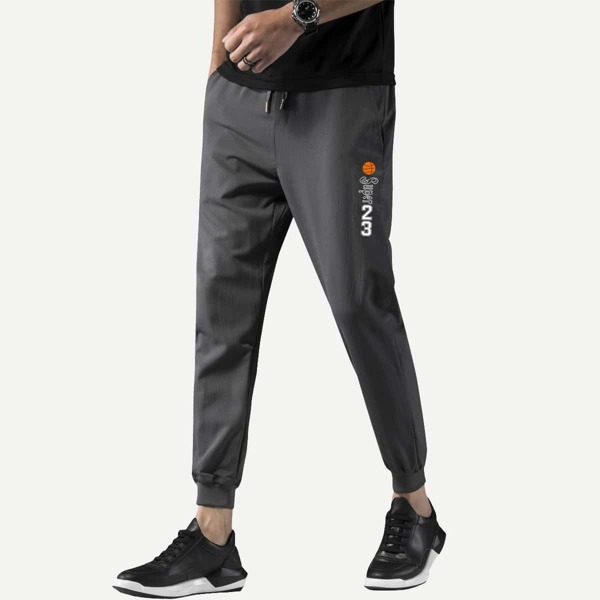 

Men Letter Print Drawstring Waist Pants