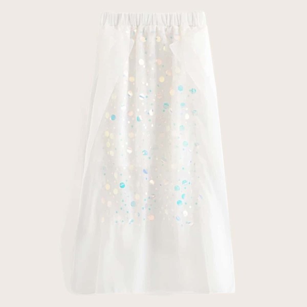 

Sequin Overlay Elastic Waist Skirt
