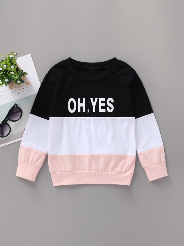 

Toddler Girls Cut And Sew Letter Graphic Sweatshirt, Multicolor