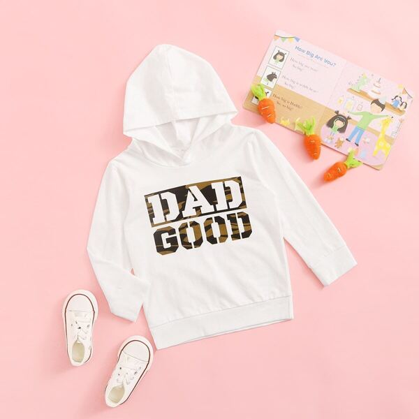 

Toddler Girls Letter & Camo Print Hooded Sweatshirt