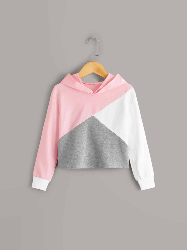 

Toddler Girls Cut And Sew Hooded Sweatshirt, Multicolor