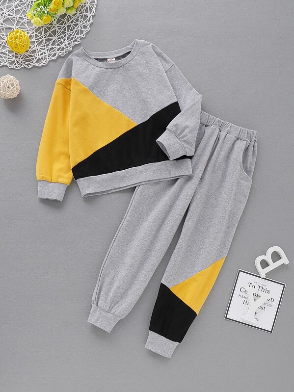 

Toddler Boys Cut And Sew Sweatshirt With Sweatpants, Grey