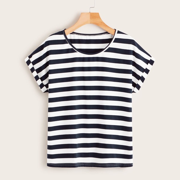 

Striped Roll Cuff Tee