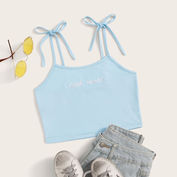 

Letter Embroidery Crop Cami Top
