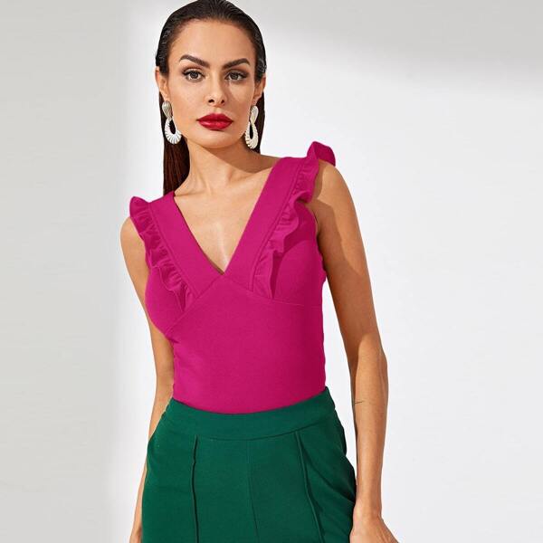 

Ruffle Trim Textured Top