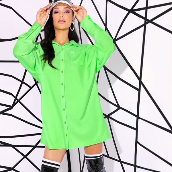 

Neon Green Patch Pocket Button Fly Top