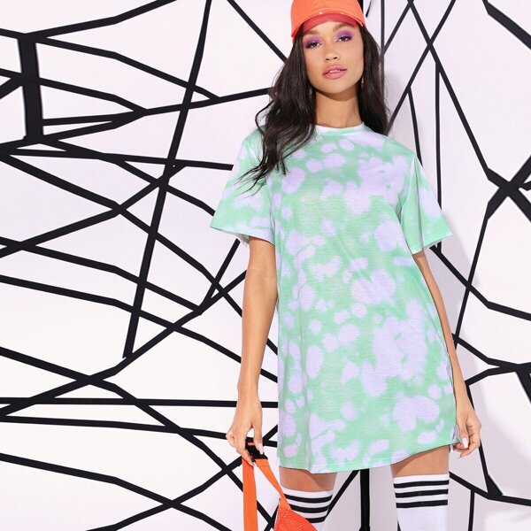 

Tie Dye Tee Dress, Multicolor pastel