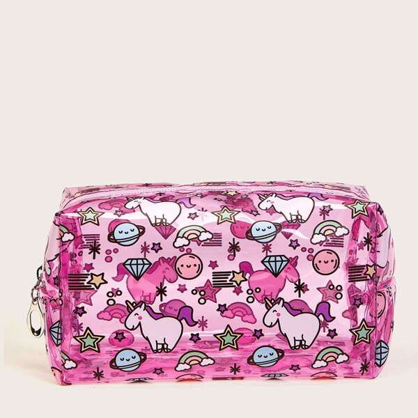 

Unicorn & Star Pattern Makeup Bag, Multicolor