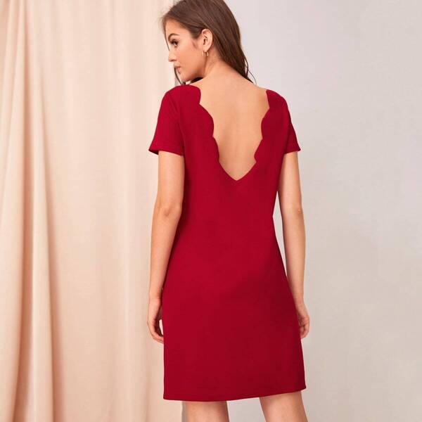 

Scallop Edge Low Back Tunic Dress