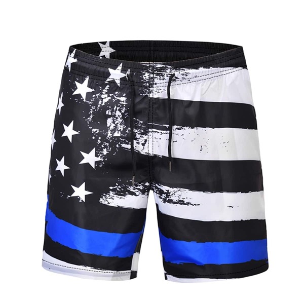 

Men Star White And Blue Drawstring Bermuda Shorts, Black and white