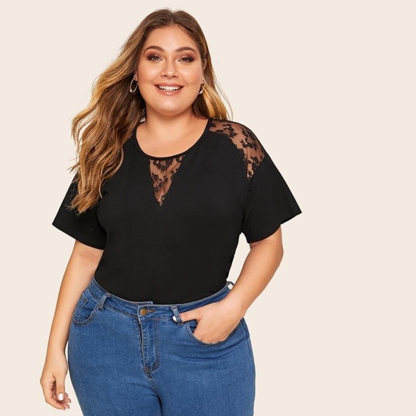 

Plus Contrast Lace Tee