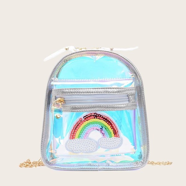 

Girls Rainbow Sequins Decor Iridescent Backpack