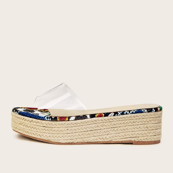 

Snakeskin Print Clear Espadrille Wedges