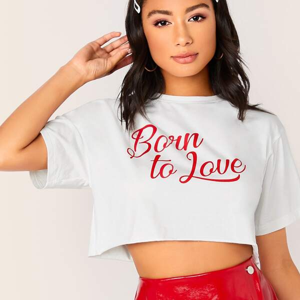 

Slogan Print Crop Top