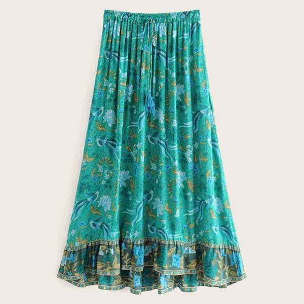 

Phoenix Print Drawstring Waist Skirt