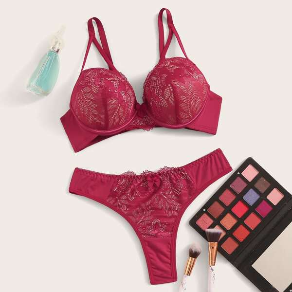 

Lace Insert Lingerie Set