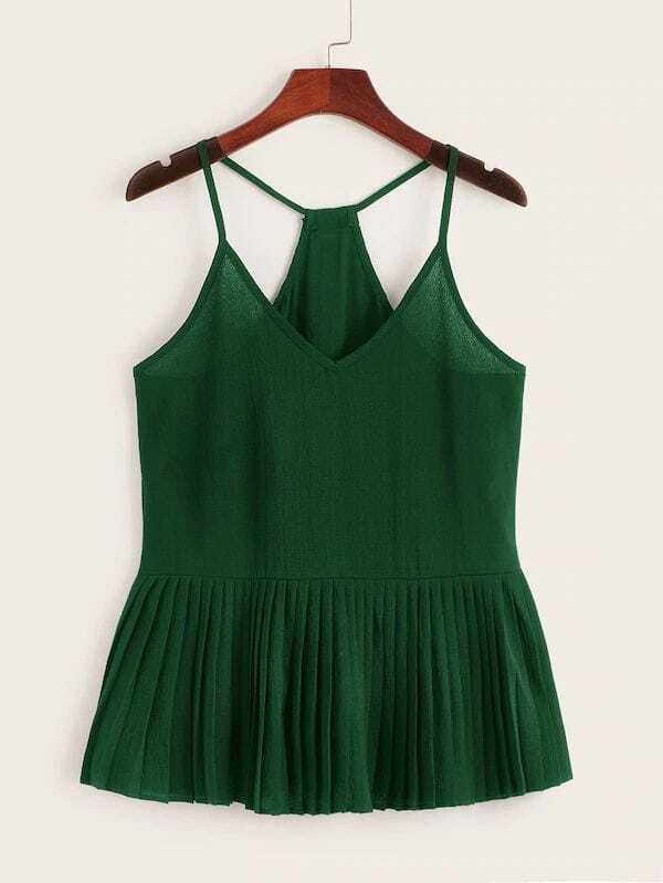 

Plus Pleated Hem Cami Top, Green