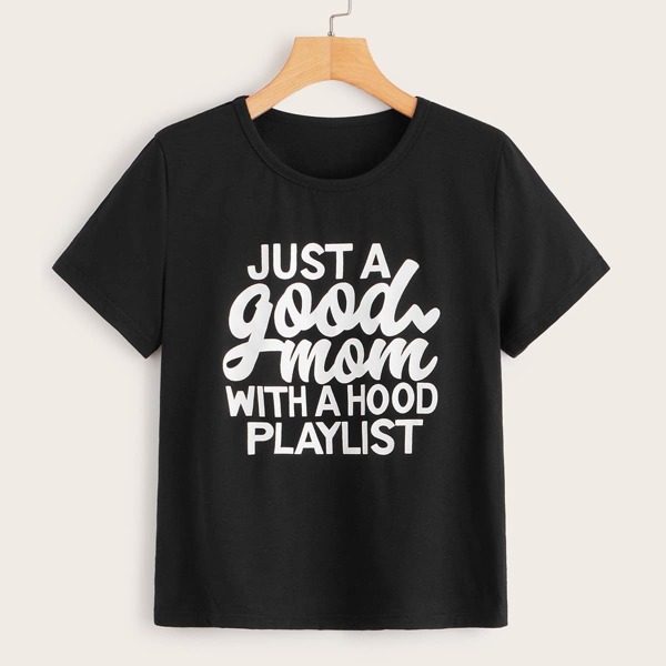 

Slogan Print Short Sleeve Tee