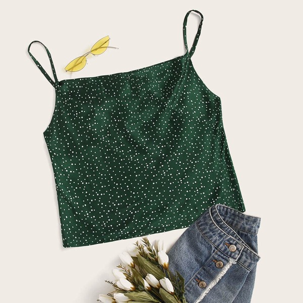 

Satin Polka Dot Cami Top, Green