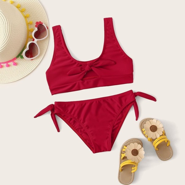 

Girls Knot Front Top With Tie Side Bikini Set