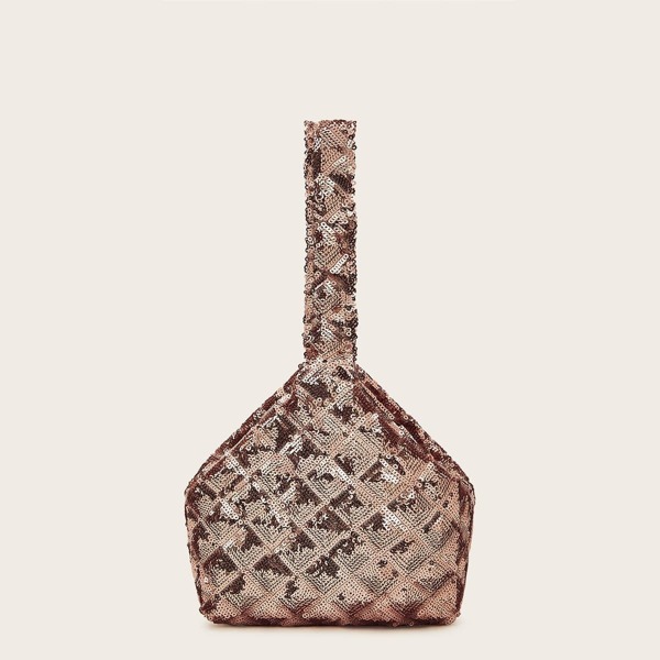 

Sequins Decor Quilted Clutch Bag