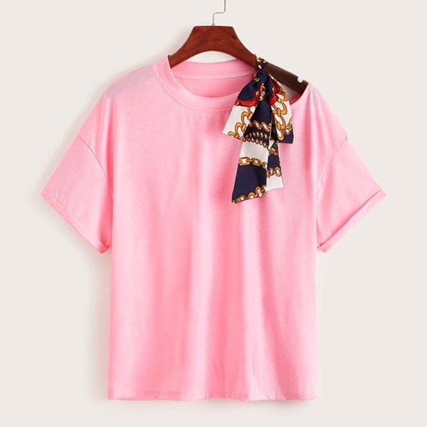 

Tie Neck Short Sleeve Tee