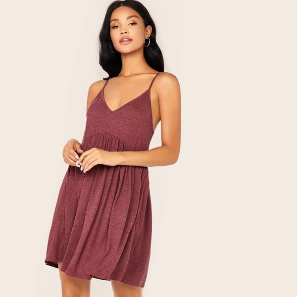 

Solid Criss-cross Slip Dress, Burgundy