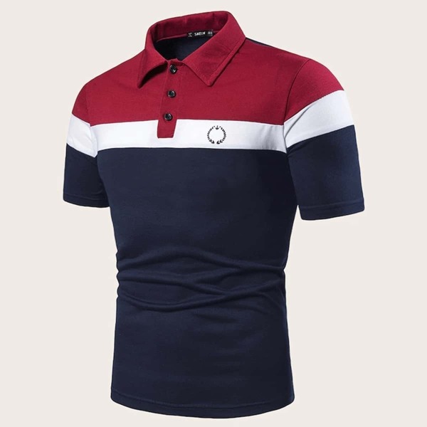 

Men Button Front Colorblock Polo Shirt
