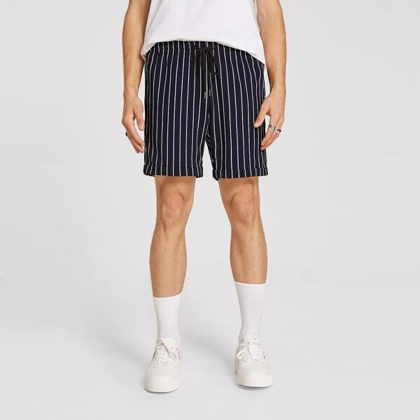 

Men Drawstring Waist Striped Shorts