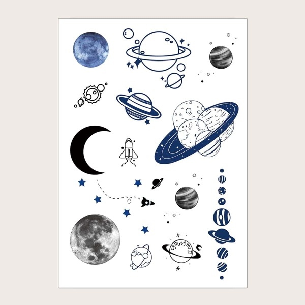 

Planet Pattern Tattoo Sticker 1sheet, Multicolor