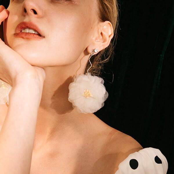 

Mesh Flower Drop Earrings 1pair