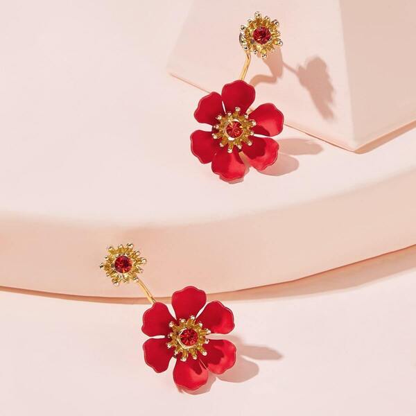 

Flower Design Earrings Jacket 1pair