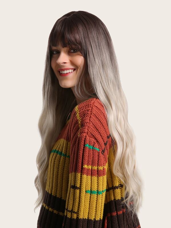 

Ombre Long Wave Wig With Bangs