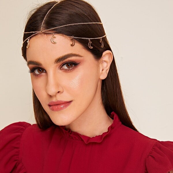 

Moon Charm Hair Chain, Gold