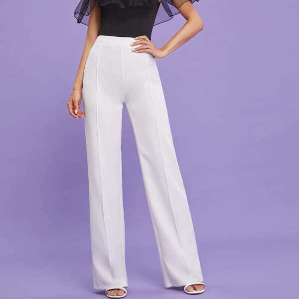 

Zip Back Straight Leg Pants, White