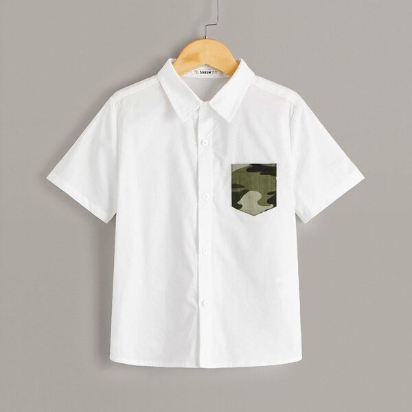 

Boys Camo Pocket Patched Shirt
