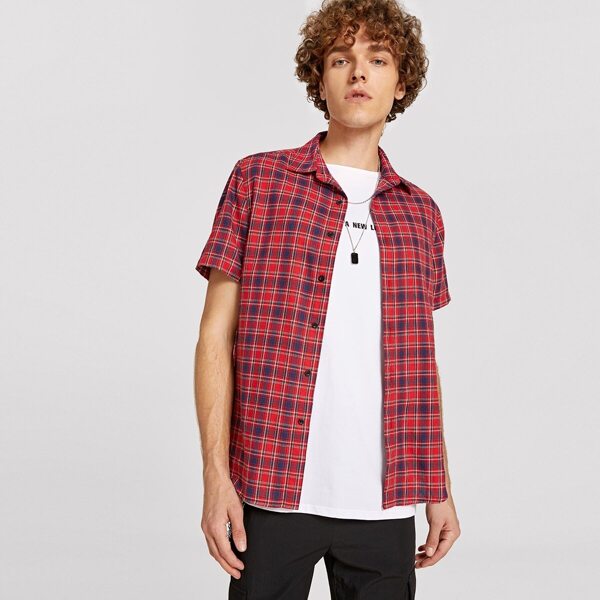 

Men Plaid Print Shirt, Red