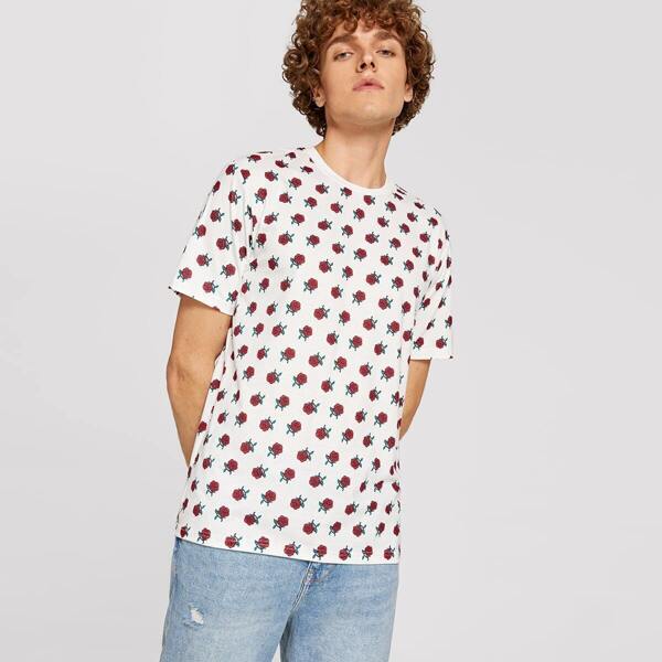 

Men Allover Rose Print Tee
