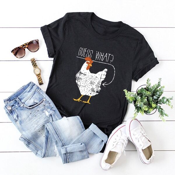 

Chicken And Letter Print Tee