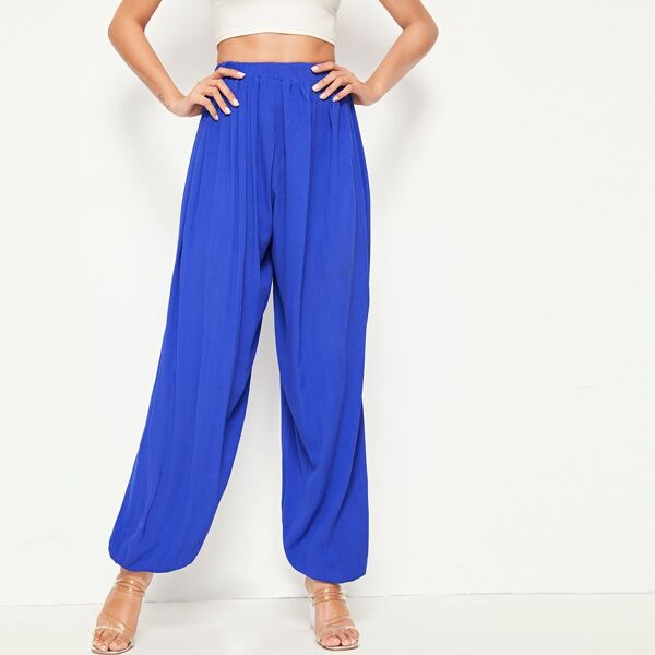 

Solid Elastic Waist Pants