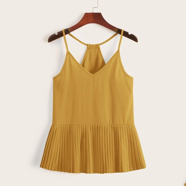 

Solid Pleated Hem Cami Top
