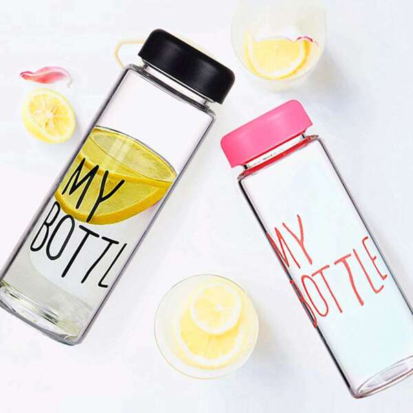 

Slogan Print Water Bottle With Bottle Cover 1pc, Multicolor