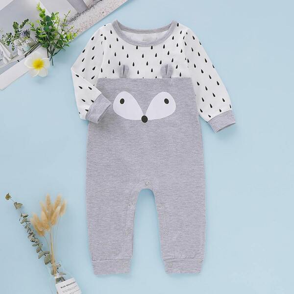 

Baby Girl Cartoon Print Tee Jumpsuit