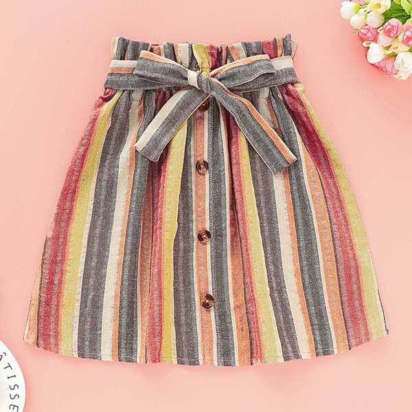 

Toddler Girls Colorful Stripe Belted Skirt, Multicolor