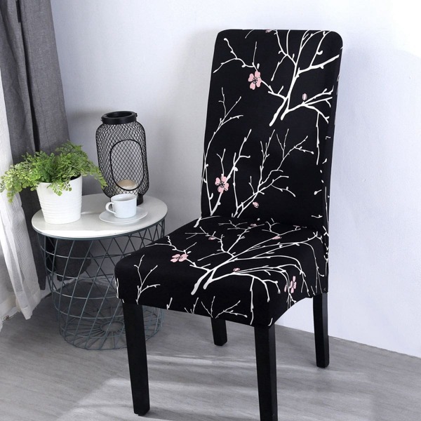 

Plum Blossom Print Stretchy Chair Cover, Black